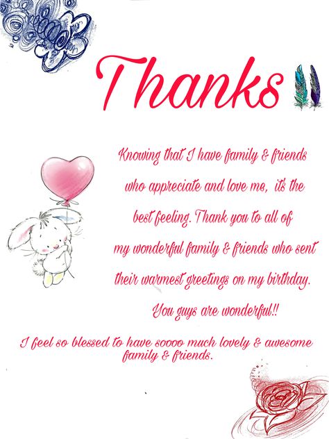 Thanks for #Birthday #Wishes from my #wonderful #family and #friends. Birthday Wishes Thanks Quotes, Letter For Birthday, Messages For Birthday, Thank You Quotes For Birthday, Letter Of Appreciation, Birthday Wishes Reply, Best Thank You Message, Thanks For Birthday Wishes, Thank You For Birthday Wishes