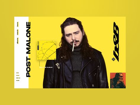 Concept musician web design for the rapper Post Malone Band Website Design, Musician Branding, Music Website Design, Musician Website, Dj Website, Website Slider, Concept Inspiration, Music Website, Ecommerce Web Design