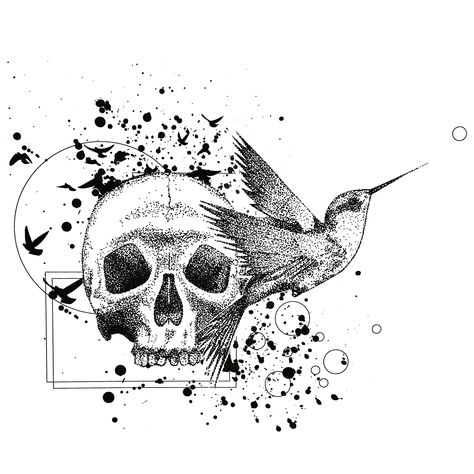 Design by @liquidhues on Instagram #skull #hummingbird #birdart #bird #designs #tattoo #style #art #stipple Dark Hummingbird Tattoo, Hummingbird And Skull Tattoo, Hummingbird Skull Tattoo, Bird With Skull Tattoo, Hummingbird Skeleton Tattoo, Hummingbird Skull Drawing, Humming Bird Skull Tattoo, Bird Skull Line Art, Goth Hummingbird Tattoo