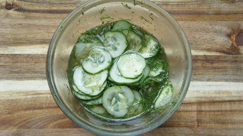 Quick Russian Pickled Cucumber Salad | The Nosher Pickled Cucumber Salad, Jewish Holiday Recipes, Jewish Deli, Pickled Cucumber, Kosher Cooking, Quick Pickled Cucumbers, Quick Salads, Quick Pickled, Cucumbers And Onions