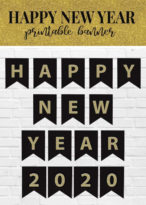 Happy New Year Banner Printable Free, Happy New Year Printable Banner, Happy New Year Banner Design, New Year Banner Design, Happy New Year Printable, Banner Design Ideas, New Year Party Decoration, Make Your Own Banner, Dessert Logo