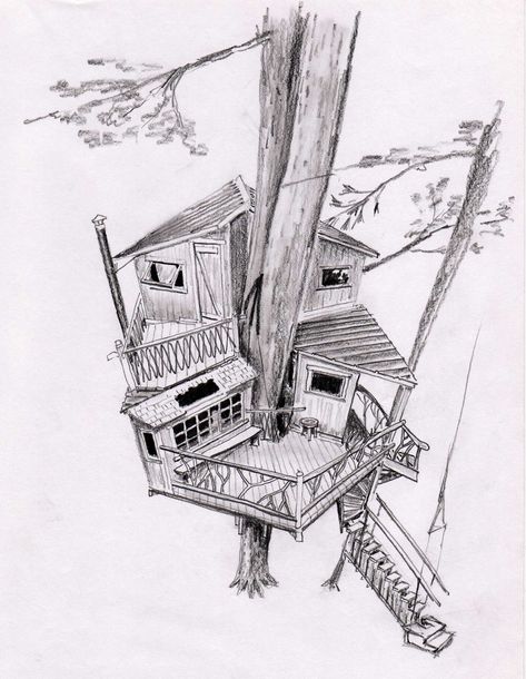 From The Tree House - https://dovetails.wordpress.com/category/tree-house/ Tree House Sketch, Dream House Drawing, Tree House Drawing, Simple Tree House, House Design Drawing, Beautiful Tree Houses, Engineering Drawing, Tree House Plans, Cool Tree Houses