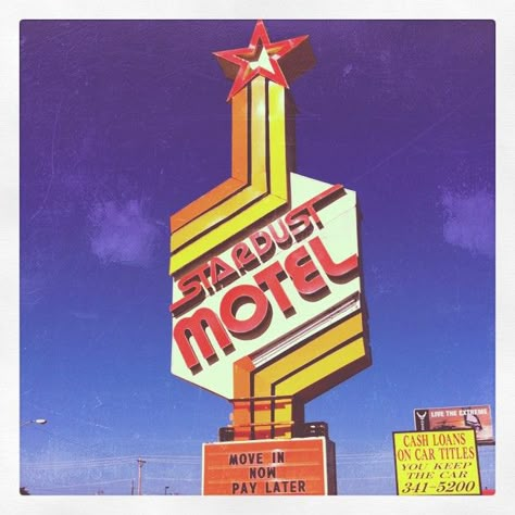 Stardust Motel by plastipop, via Flickr The Black Keys Poster, 70s Advertising, Cheap Motel, Architecture Signage, Facades Design, Retro Clip Art, Neon Sign Ideas, Campaign Branding, Old Neon Signs