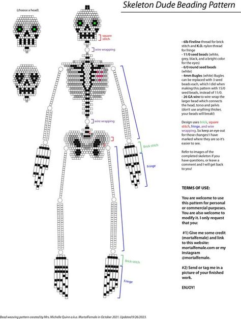 Beading Patterns Free Earrings, Beaded Earrings Patterns Free Diy Jewelry, Skeleton Shoulder, Beaded Skeleton, Pony Bead Projects, Pony Bead Crafts, Seed Bead Jewelry Patterns, Seed Bead Crafts, Beadwork Tutorial