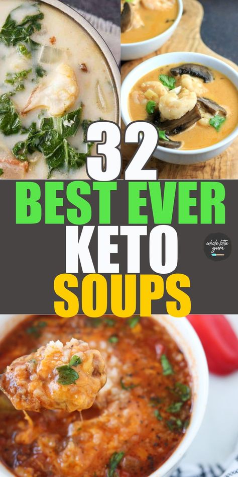 32 keto soup recipes and keto stews including keto crockpot soups, healthy soups, chicken soup, ground beef, soup, and instant pot soup. You'll love these easy low carb, gluten free, and healthy soup recipes. Meal List, Keto Soup Recipes, Keto Soups, Low Carb Soup Recipes, Keto Soup, Ketogenic Diet Meal Plan, Low Carb Soup, Soup Diet, Low Carb Breakfast Recipes