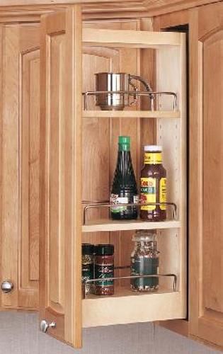 Wood Base Organizer 5 inch/4-Tier Pull-Out Shelf, 448-BC-5C Pull Out Spice Rack, Maple Kitchen Cabinets, Upper Cabinet, Rta Kitchen Cabinets, Pull Out Shelves, Rev A Shelf, Wall Cabinets, Kitchen Cabinets Decor, Rockler Woodworking