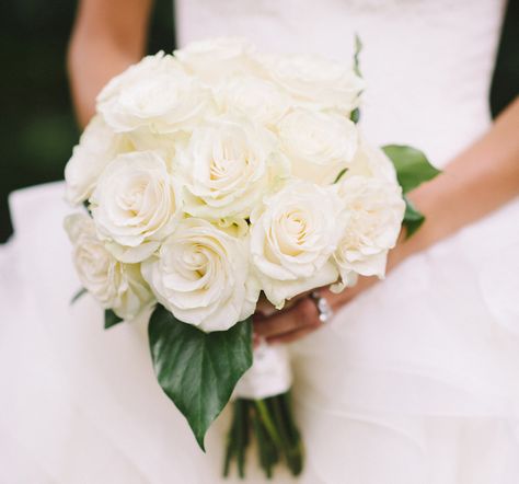 Garden Rose Bridal Bouquet, All White Bouquet, White Rose Bridal Bouquet, Classic Wedding Bouquet, Roses Photography, Modern Bouquet, White Rose Bouquet, Inside Weddings, White Roses Wedding