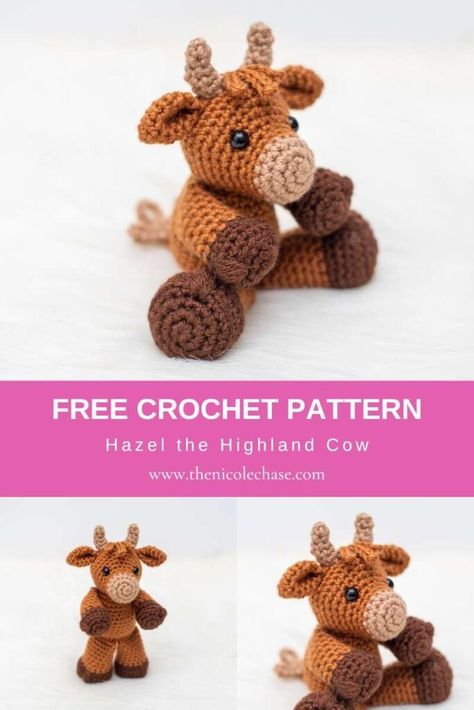 Crochet Highland Cow - FREE Highland Cow Crochet Pattern Crochet Cow Bookmark, Crochet Mini Highland Cow Free Pattern, Mini Highland Cow Crochet Pattern, Crochet Highland Cow Pattern Free Amigurumi Cows, Free Highland Cow Crochet Pattern, Mini Cow Crochet Pattern Free, Crochet Highland Cow Free Pattern, Free Cow Crochet Patterns, Police Gnome