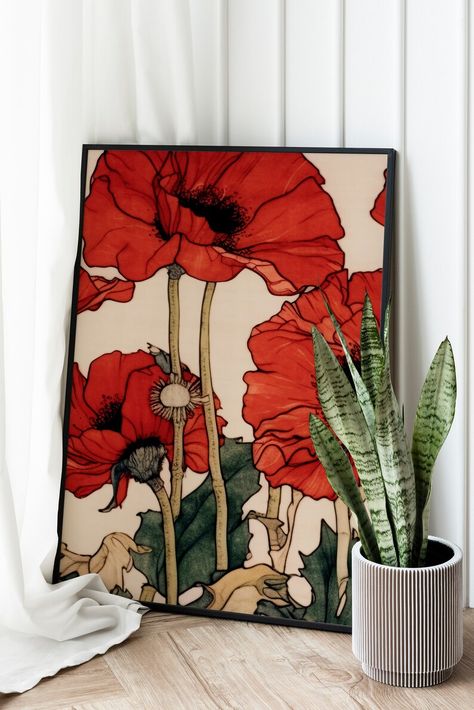 California State Flower, Wall Art Flower Market, Framed Floral Art, Floral Art Canvas, Flower Poppy, Poppy Wall Art, Frame Floral, Poppy Art, Wall Art Flower