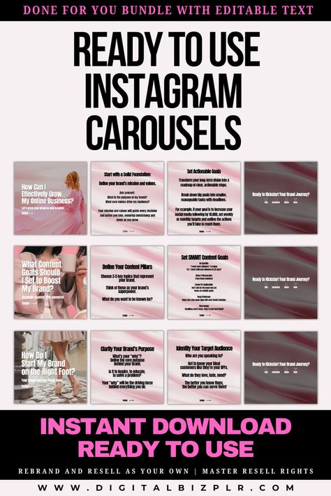 Carousel Post Template, Pink Carousel, Brand Instagram, Faceless Instagram, Promoting Products, Instagram Carousel, Brand Visibility, Marketing Affiliate, Side Hustle Ideas