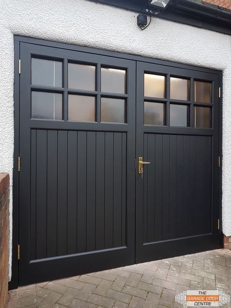 Solid ribbed horizontal side hinged garage door, kitted out with these fantastic mock-leaded windows.

🌱A brilliant touch to add to an otherwise sleek and modern door, bringing a classic glimpse of style, as well as the entry of natural light into the garage.

Swipe right to see the difference in transformation work 1930s Garage Door, Side Hinged Garage Doors Uk, Garage Doors Painted, Garage Doors Uk, Hinged Garage Doors, Doors Pictures, Timber Garage Door, Timber Frame Garage, Side Hinged Garage Doors