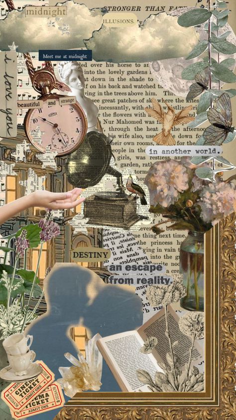 Fantasy Collage, Soft Academia, Books Collage, Collage Moodboard, Library Aesthetic, Corner Shop, Book Page Crafts, Hot Coco, Magazine Layout Design