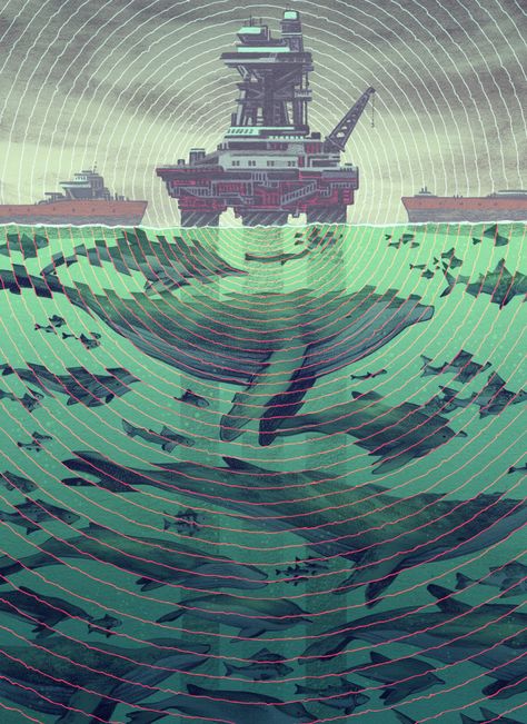 Behance :: Search Sound Pollution, Traditional Animation, Marine Pollution, Magical Realism, Noise Pollution, Oil Industry, Baking Bread, Water Art, Sleep Pattern