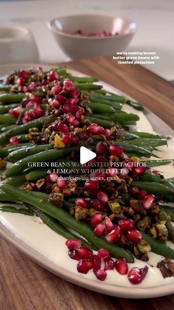 Nicole Keshishian | KALEJUNKIE® on Instagram: "@kalejunkie BROWN BUTTER GREEN BEANS WITH TOASTED PISTACHIOS AND LEMONY WHIPPED FETA for Ep. 1 of my Thanksgiving series. This dish NEEDS to be on your Thanksgiving table this year. The green beans are cooked in nutty brown butter and tossed in a mixture of crushed pistachios and seasonings like cinnamon, cumin, and everything bagel seasoning. Once the green beans are cooked to perfection, they go on top of the whipped feta for a flavor party in your mouth. The dish is garnished with pomegranate arils for a refreshing finishing touch that also looks so festive and pretty!

Save this post and FOLLOW for Ep. 2. It just gets better and better around here!

Makes 8 servings
1 cup salted pistachios
2 tb Everything Bagel spice
1 tsp cinnamon 
1 tsp Butter Green Beans, Everything Bagel Seasoning, Feta Recipes, Bagel Seasoning, Whipped Feta, Fresh Green Beans, The Mediterranean Diet, Everything Bagel, December 8