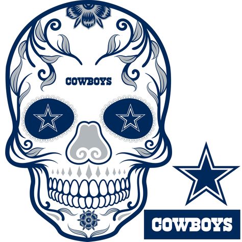 Features: Thick, high-grade vinyl resists tears, rips & fading. Reusable design is safe for walls. Sticks to most smooth surfaces. Details: Indoor use. No tape or tacks required. Made in USA. | Dallas Cowboys: Skull - NFL Removable Adhesive Decal Large Dallas Cowboys Skull, Indianapolis Colts, Dallas Cowboys, Sugar Skull, Dallas, Made In Usa, Nfl, Design