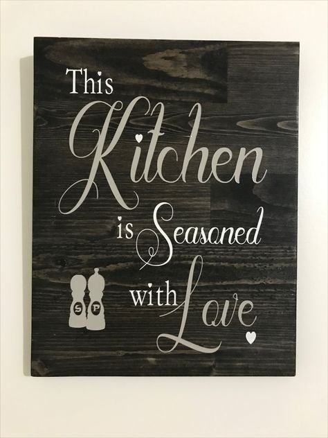 This wooden sign is beautiful. It has the phrase 'This Kitchen is Seasoned with Love' & looks great in any Kitchen. This item would make a wonderful gift idea, or an addition to your home or office lunch room decor! The size of this piece is 12inches high by 9.5inches wide. Lunch Room Decor, Office Lunch Room, Bakery Signs, Bakery Sign, Kitchen Quotes, Food Signs, Office Lunch, Lunch Room, Wooden Wall Decor