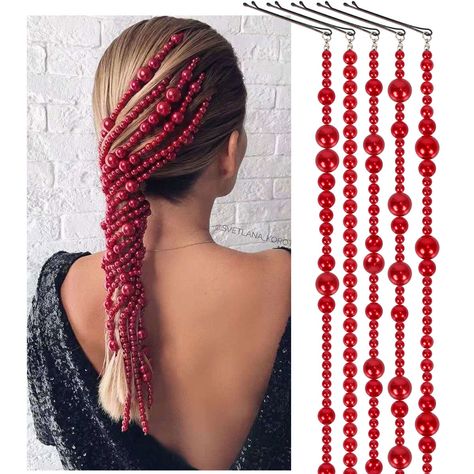 pearl hair clips hair accessories ABS imitation pearl hair chain hair accessories NHCT226758 Chain Hair Accessories, Homemade Hair Accessories, Jewelled Hair Clips, Red Hair Clips, Festival Hair Accessories, Bohemian Hair Accessories, Braids With Shaved Sides, Pearl Hair Clips, Hair Chain