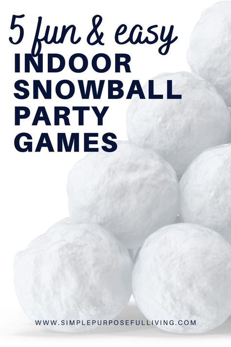 Up the fun at your next party. Check out these 5 easy snowball party games that are fun, kid-friendly and simple to setup! #partygames #snowfun #kidsactivities #kidsgames Snowball Party, Snowball Games, Fake Snowballs, Snowball Toss, Winter Party Games, Snowman Games, Indoor Snowballs, Winter Party Themes, Christmas Tips