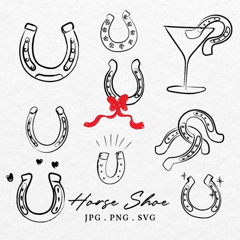 Cowboy Doodles Easy, Cowboy Clip Art, Cowboy Doodles, Horseshoe Illustration, Western Doodles, Cowboy Illustration, Illustration Clip Art, Lucky Symbols, Hand Drawn Wedding