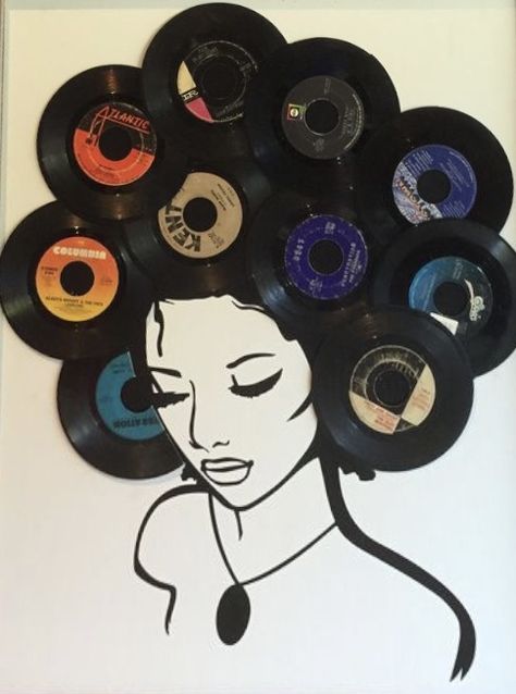 Recycled Magazine Crafts, Vinyl Record Wall Art, Images Pop Art, Record Design, Painted Closet, Record Wall Art, Record Crafts, Vinyl Record Display, Recycled Magazine