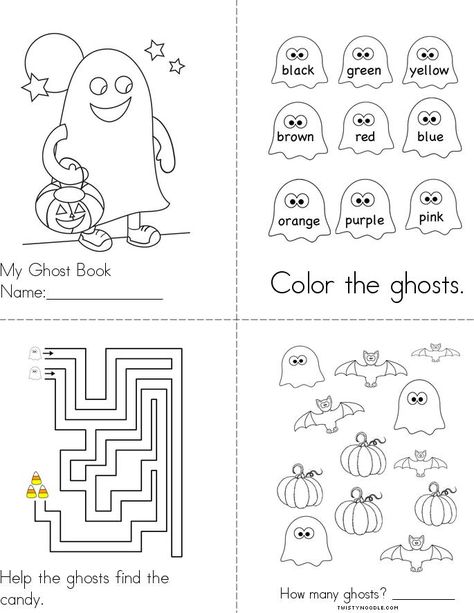 Ghost Book - Twisty Noodle G Is For Ghost, Book Worksheet, Preschool Fall, Twisty Noodle, Ghost Books, Beginning Readers, Halloween Printable, Fall 24, Printable Books