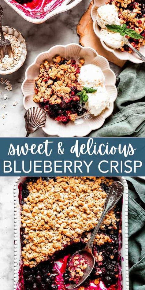 Blueberry Crisp Recipe - Perfect Summer Dessert Blueberry Crisp Recipe, Easy Peach Crisp, Easy Enchilada Recipe, Frozen Fruit Recipes, Crisp Desserts, Berry Crisp, Blueberry Crisp, Oat Recipes Healthy, Easy Dessert Recipes Quick