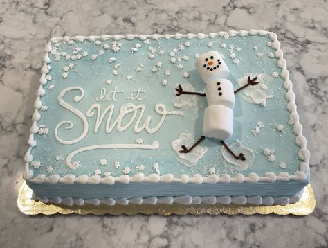 Painted Christmas Cake, Snowman Sheet Cake, Pretty Winter Cakes, Winter Theme Cake Ideas, Ugly Sweater Cake Ideas, Snow Cake Birthday, Elegant Christmas Cake Designs, Christmas Sheet Cakes Decorated, Snow Birthday Cake