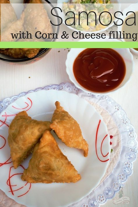 Samosa with Corn Cheese Filling | Kid friendly Recipe | Teatime snack | Indian Streetfood | Samosa Recipe | Tips to make a great Samosa Cheese Snack, Corn Cheese, Boiled Corn, Samosa Recipe, Buttered Corn, Cheese Snacks, Tea Time Snacks, Best Cheese, Puff Pastry Recipes