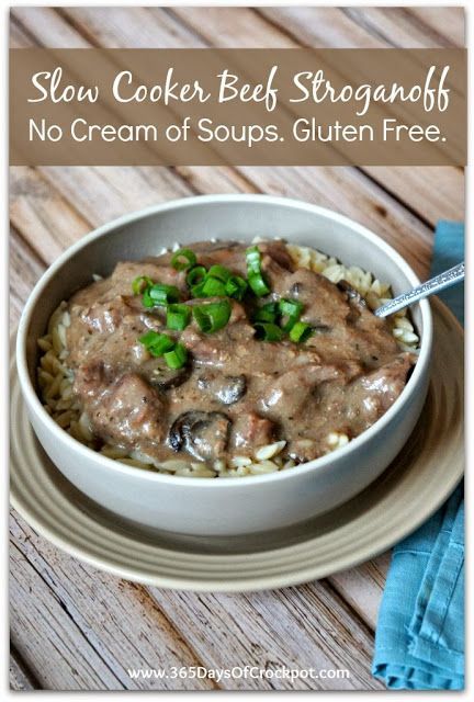 #Crockpot #GlutenFree Beef Stroganoff Recipe.  Flavorful, easy, creamy, comforting...a perfect winter evening meal. Beef Stroganoff Gluten Free, Beef Gyros, Porcupine Meatballs, Beef Stroganoff Crockpot, Beef Stroganoff Recipe, Slow Cooker Beef Stroganoff, Bean Salsa, Artichoke Chicken, Salsa Chicken