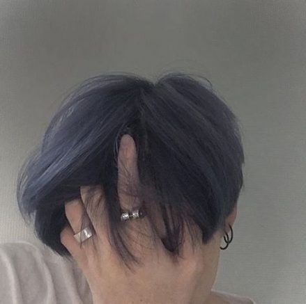 Blue Korean, Super Hair, Hair Color Blue, Black Hair, Piercings, Hair Color, Hair, Blue, Black