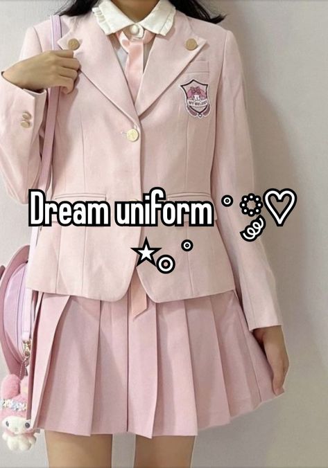 How To Be Coquette At School, Coquette School Uniform, How To Style Uniforms For School, Pink School Uniform, School Whispers, Pink Whispers, School Backpack Essentials, Pink Dress Outfits, Uniform Outfits