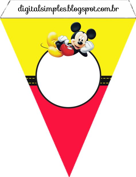 Mickey: Free Printable Bunting. Minnie Mouse Template, Γενέθλια Mickey Mouse, Mickey Mouse Printables, Mickey First Birthday, Fiesta Mickey Mouse, Mickey Mouse Decorations, Disney Classroom, Mickey Mouse Parties, Mickey Mouse Birthday Party