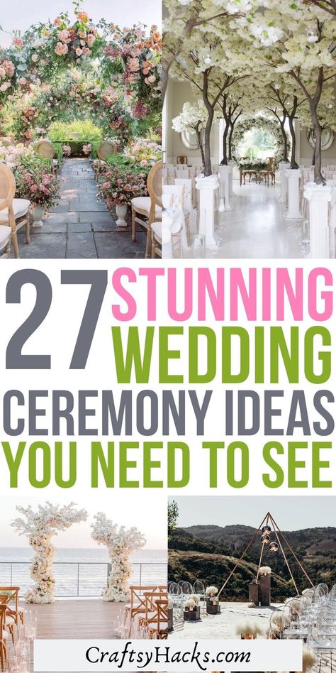 You can easily have the most beautiful wedding ceremony decor to celebrate your love with these lovely wedding ceremony ideas. These incredible wedding decor ideas will give you inspiration for your own wedding ceremony for the perfect I do moment. Wedding Decorations Outside Ceremony, Wedding Ceremony Decorations Simple, Surprise Wedding Ceremony, Wedding Alters Diy, Diy Ceremony Decor, Outside Ceremony Decor, Diy Wedding Ceremony Decor, Romantic Wedding Ceremony Decor, Ceremony Space Decor