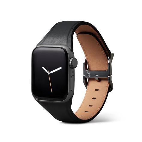 PRICES MAY VARY. This watch band is sculpted to be compatible with the Apple Watch. The soft core and shapely leather hug the curves of your wrist. Adjustable band is 255mm (10 inches) in length and fits wrists 140–190mm (5.5–7.5 inches) around Crafted using leather from gold-rated Leather Working Group tanneries with stainless steel hardware. Measures: 255 x 19 x 4mm / 10 x 0.75 x 0.16in Leather Watch Band, Classic Watches, Leather Watch Bands, Apple Watch Band, Watch Strap, Apple Watch Bands, Watch Band, Wear It, Clean Lines