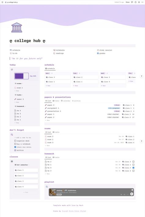 Study Planner Free, Work Calendar, Student Dashboard, Assignment Planner, Life Planner Organization, Notion Dashboard, Student Hacks, Templates Free Design, Dashboard Template