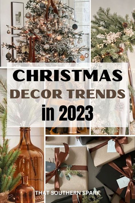 christmas decor trends Neutral Holiday Decor, Christmas Decor Trends, Elegant Christmas Trees, Farmhouse Christmas Tree, Unique Christmas Decorations, Christmas Decorations Living Room, Christmas Living Rooms, Aesthetic Christmas, Christmas Trends