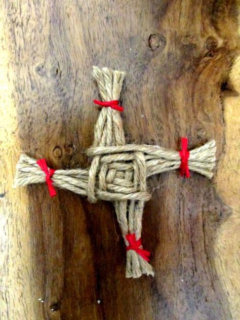 Tiny Brigid's Cross made of twine Imbolc Ritual, St Brigid Cross, Brigid's Cross, St Bridget, Home Blessing, Pagan Crafts, St Brigid, Celtic Goddess, Wiccan Witch