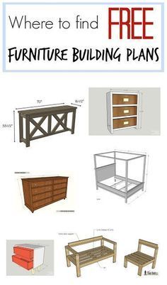 Where to find hundreds and hundreds of FREE furniture building plans Free Furniture Plans, Wood Furniture Plans, Furniture Building, Building Furniture, Free Furniture, Free Woodworking Plans, Diy Holz, Diy Furniture Projects, Woodworking Plans Free