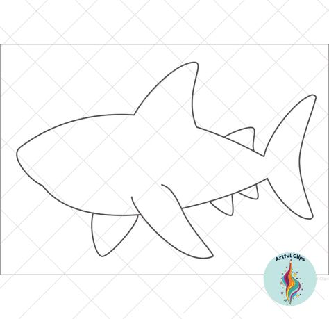 Shark Craft Template Set: Printable Black and White Outlines Shark Template, Starfish Template, Shark Outline, Sea Turtle Craft, Shark Week Crafts, Shark Printables, Early Preschool, Shark Images, Whale Crafts