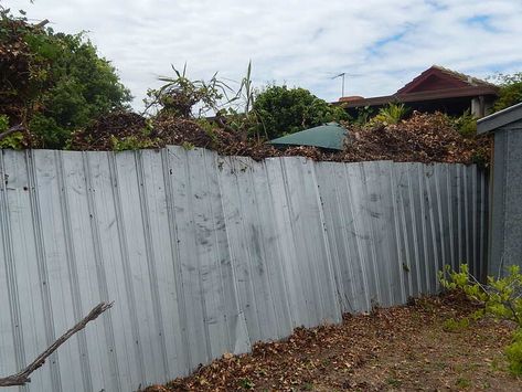 How to Fix a Leaning Fence - Lawnstarter Stockade Fence, Concrete Footings, Old Fences, Fence Post, Tree Roots, Edible Garden, Fix It, Secret Garden, Outdoor Spaces