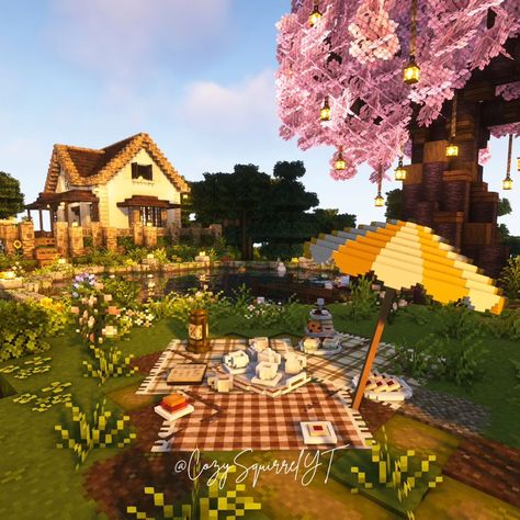 MayCraft Building Challenge - Part 4 🌿 A cute little tea party picnic to enjoy the spring breeze. Texture - Mizuno's 16 Craft Shader - Complementary Resources - Mizuno's 16 Craft CIT, Ghoulcraft, Antique Tea Party by the super talented @cheddarebiscuit_ - it's still in beta testing so no download yet, but follow her to see updates! #yumimigaming #mcmaycraft #minecraft #cottagecore #cottagecoreminecraft #minecraftcottagecore #aesthetic #aestheticminecraft #minecraftmods #minecraftbuilding #... Minecraft Spring Build, Tea Party Picnic, Minecraft Cottagecore, Cottagecore Minecraft, Building Challenge, Aesthetic Minecraft, May Crafts, Minecraft Cottage, Spring Breeze