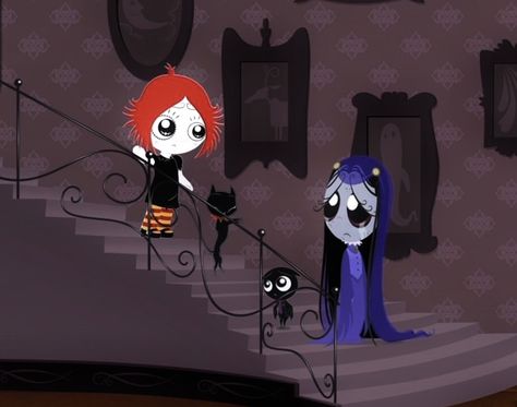 Ruby And Misery, Ruby Gloom And Misery, Ruby Gloom Matching Pfp, Creepy Nostalgia, Misery Ruby Gloom, Scream Costume, Ruby Gloom, 2000s Cartoons, Emily The Strange