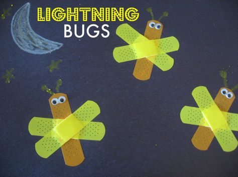 DIY Lightning Bug Craft - Made From Band-Aids - Find This Craft and More on FamilyFun Pinterest Lightning Bug Crafts, Bug Activities, Lightning Bugs, Bugs Preschool, Bug Crafts, Camp Counselor, Daycare Crafts, Butterfly Crafts, Camping Theme