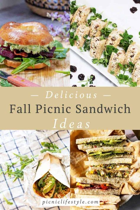 Fall Tea Sandwiches, Fall Sandwich Board Ideas, Autumn Sandwiches, Picnic Sandwich Ideas, Fall Sandwich, Vegan Sandwich Ideas, Fall Picnic Food, Fall Sandwiches, Picnic Finger Foods