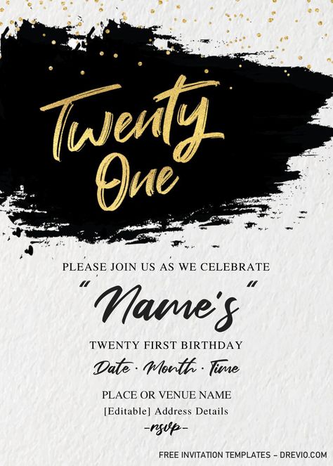 Modern 21st Birthday Invitation Templates – Editable With Microsoft Word | Download Hundreds FREE PRINTABLE Birthday Invitation Templates 21st Birthday Invitations Templates, 21st Invitations, Online Birthday Invitations, Unique Birthday Invitations, Birthday Party Invitations Free, Birthday Invitation Card Template, Bday Invitations, 21st Birthday Invitations, Free Printable Birthday Invitations