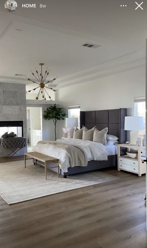 Dark Grey Bed Frame Bedroom Ideas, Organic Bedroom Ideas, Grey Bed Frame Bedroom Ideas, Grey Headboard Bedroom, Cozy Neutral Bedroom, Modern Organic Bedroom, Cozy Boho Bedroom, Organic Bedroom, Beige Room