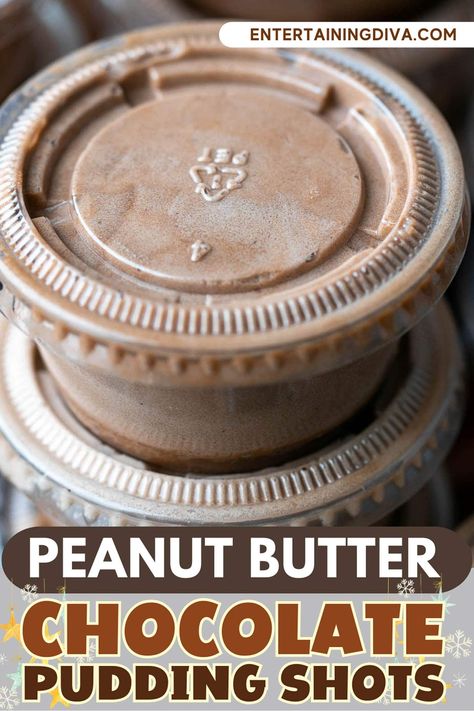 Peanut Butter Chocolate Pudding Shots | Recipes Peanut Butter Pudding Shots, Pudding Shots Alcoholic, Chocolate Peanut Butter Pudding, Booze Recipes, Chocolate Pudding Shots, Pudding Shot Recipes, Peanut Butter Pudding, Best Jello Shots, Peanut Butter Whiskey