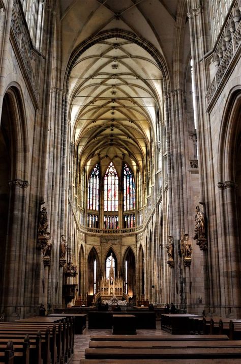 Saint Vitus Cathedral, Prague Cathedral, St Vitus Cathedral Prague, Western Architecture, St Vitus Cathedral, St Vitus, Gothic Interior, St Ignatius, Beautiful Churches