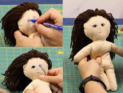 How To Make A Rag Doll (with FREE Pattern For Boy Or Girl) ⋆ Hello Sewing Large Rag Doll Pattern Free, How To Make A Rag Doll, Rag Doll Pattern Free Printable, Doll Making Ideas, Hello Sewing, Doll Patterns Free Sewing, Rag Doll Hair, Comfort Dolls, Diy Rag Dolls