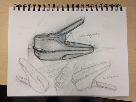 Rough sketches of staple-less stapler. Stapler Drawing, Exploded View Of Stapler, Teacher Stapler, Grasshopper Stapler, Staple Remover, Humanoid Sketch, Art